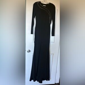 Putros Couture Elegant Edgy Black Maxi Dress, size 4